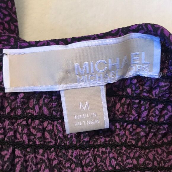 Michael Kors Purple & Black Gathered Bodice Blouse - Picture 15 of 15